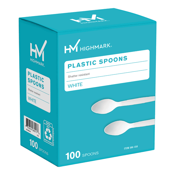 Highmark Medium-Length Polystyrene Spoons, Pack Of 100, 11594