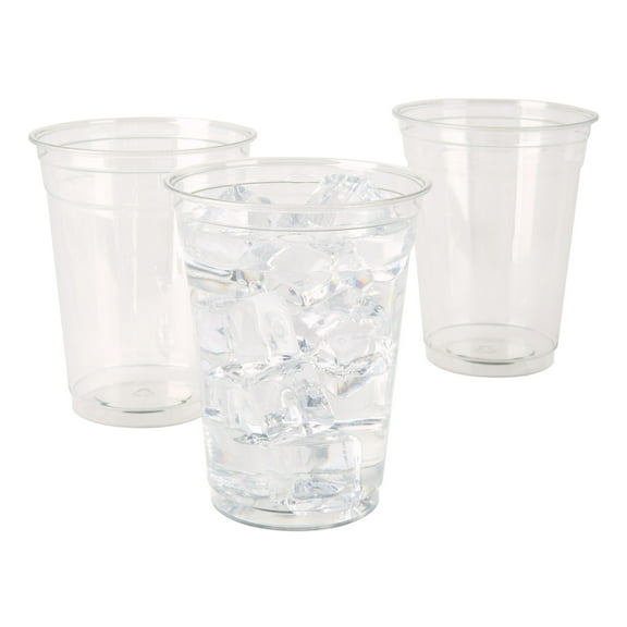 Highmark Plastic Cups, 16 Oz., Clear, Pack Of 100, 11590