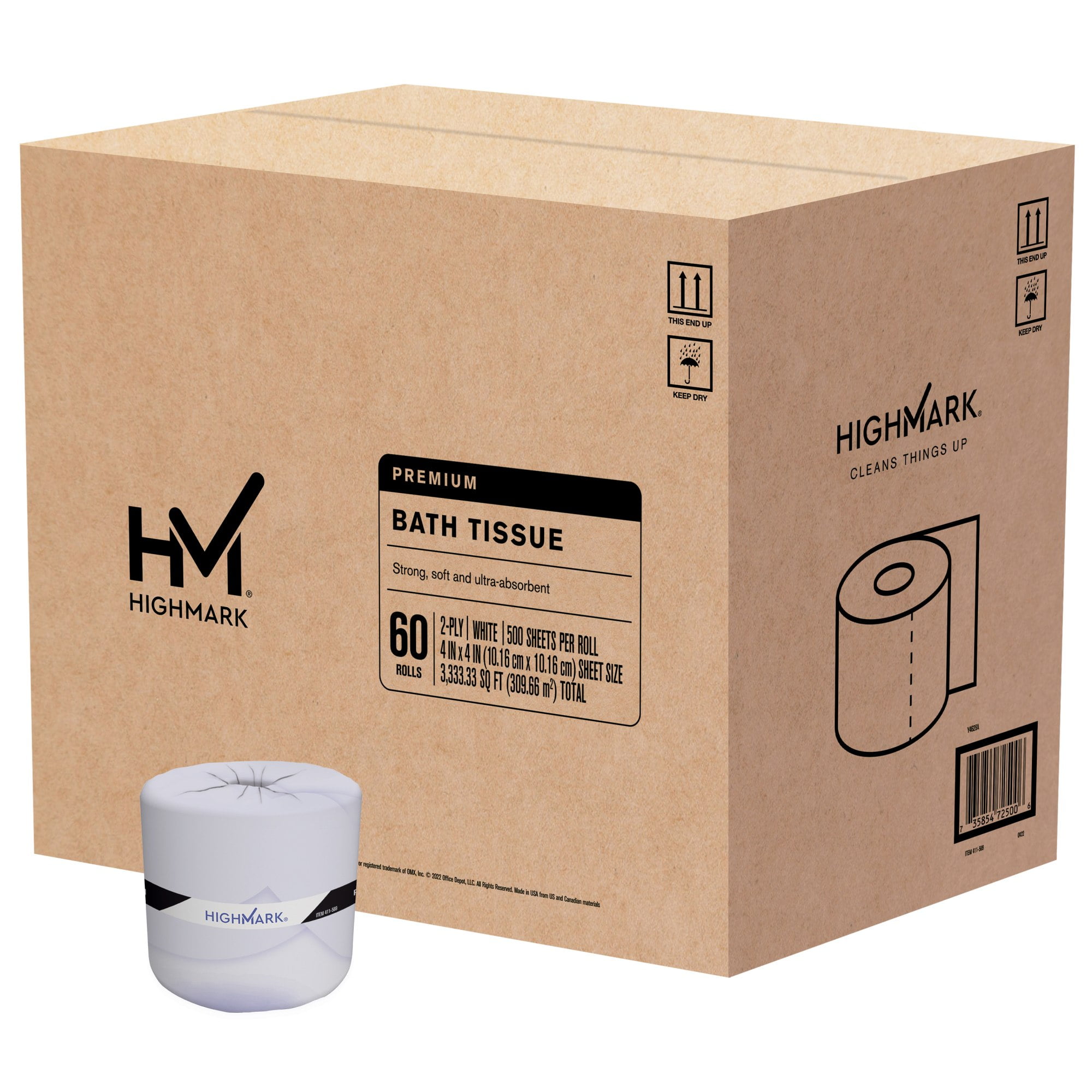 Firstmark Tissue Paper Highmark Premium 2-Ply Bathroom Tissue, 500 Sheets/Roll, 60 Rolls Pack ...