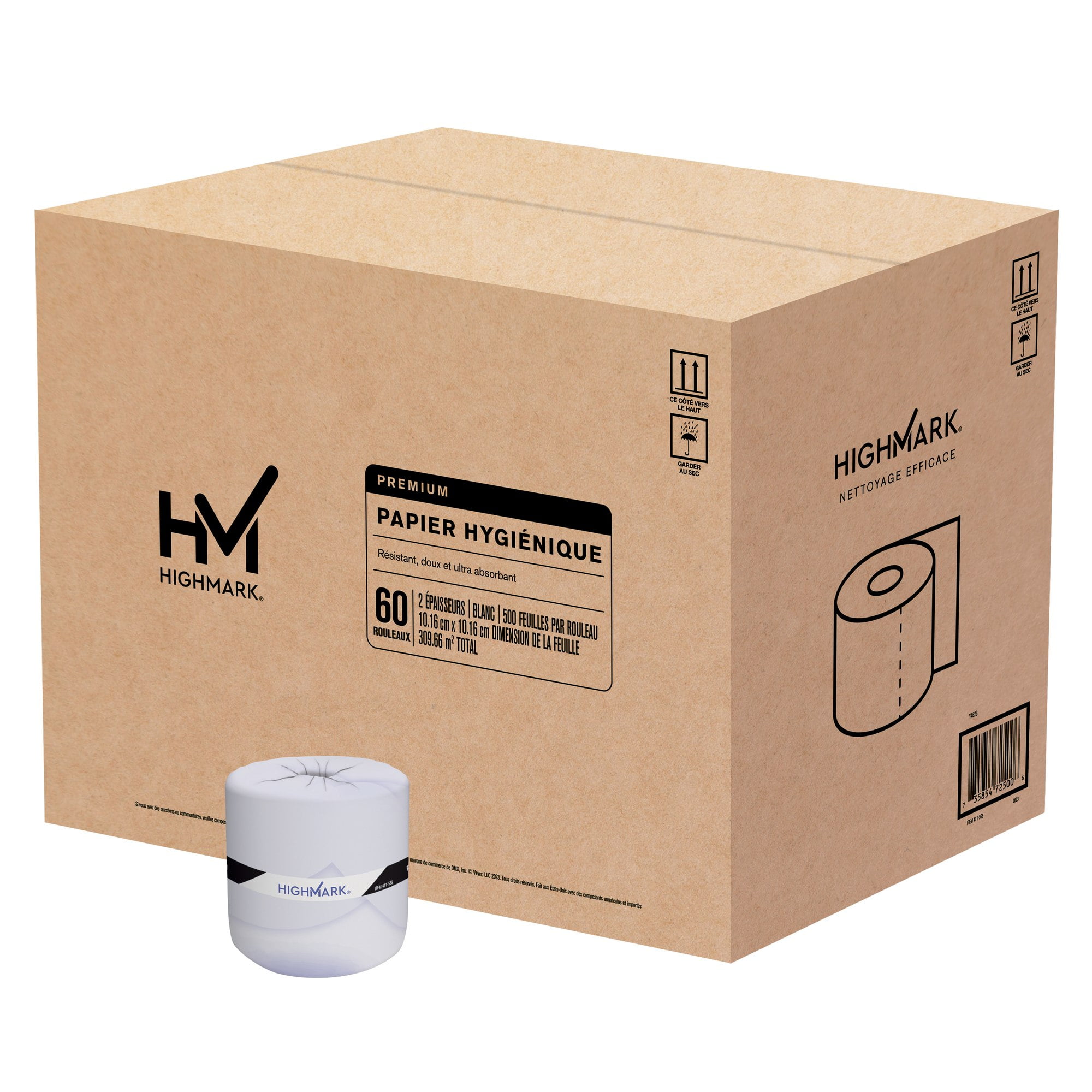 Highmark® Premium 2-Ply Toilet Paper, 500 Sheets Per Roll, Pack Of 60 Rolls