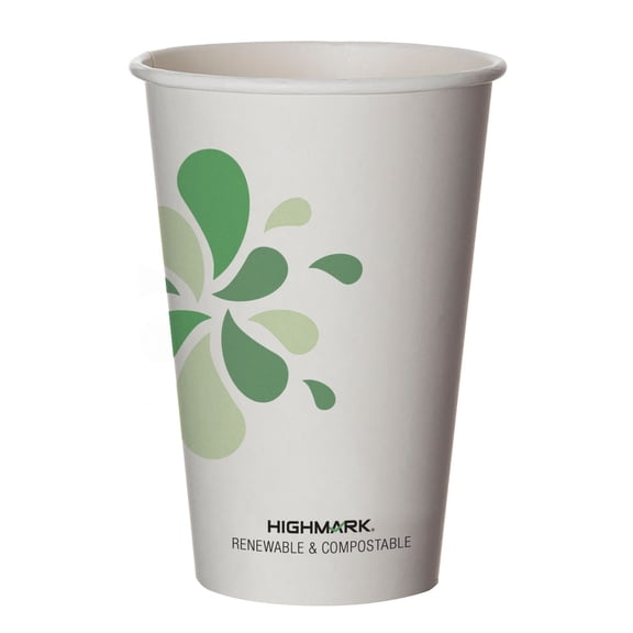 Highmark Renewable Hot Drink Cups, 16 Oz, White/Green/Black, Pack Of 500