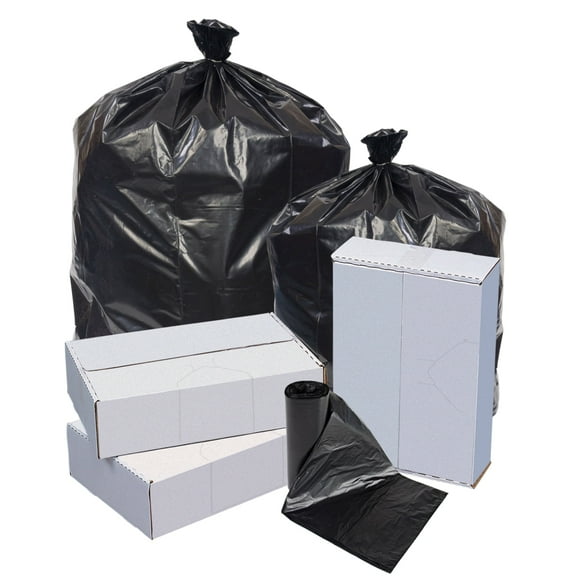 Highmark Repro 70% Recycled Can Liners, 1.25 mil, 56 Gallons, 43" x 47", Black, Box Of 100