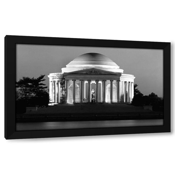 Carol Highmith 14x10 Black Modern Wood Framed Wall Art Titled - Jefferson Memorial, Washington, D.C. - Black and White Variant