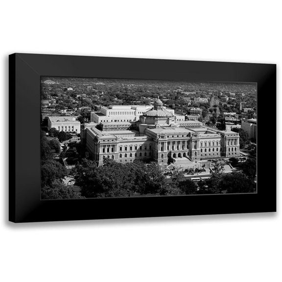 Highmith, Carol 14x10 Black Modern Framed Museum Art Print Titled - View of the Library of Congress Thomas Jefferson Building from the U.S. Capitol dome, Washington, D.