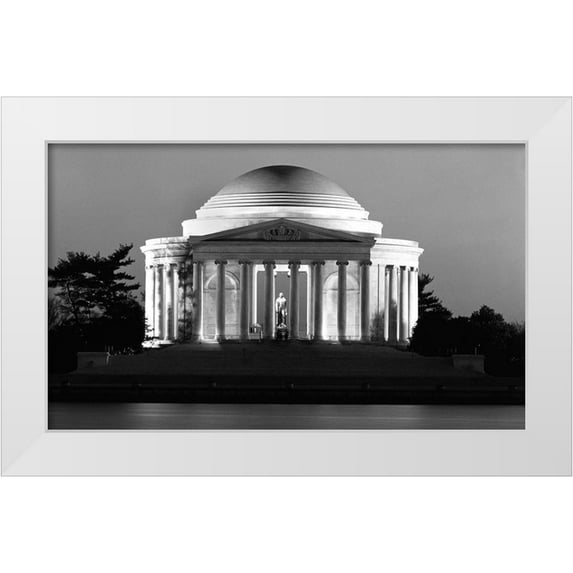 Highmith, Carol 14x10 White Modern Wood Framed Museum Art Print Titled - Jefferson Memorial, Washington, D.C. - Black and White Variant