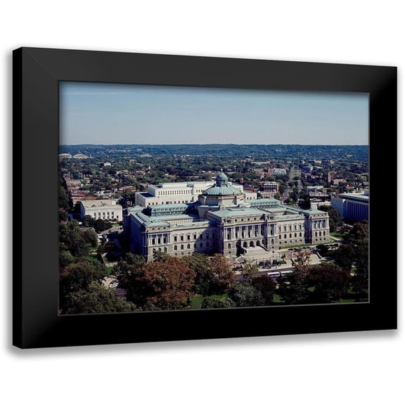 Highmith, Carol 14x12 Black Modern Framed Museum Art Print Titled - View of the Library of Congress Thomas Jefferson Building from the U.S. Capitol dome, Washington, D.