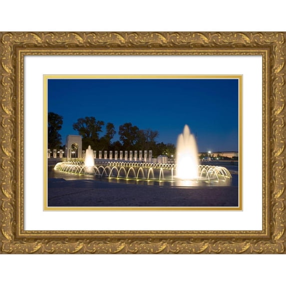 Highmith, Carol 18x13 Gold Ornate Wood Framed with Double Matting Museum Art Print Titled - World War II Memorial Nigh), Washington, D.C.
