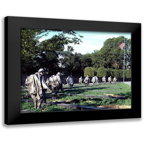 Highmith, Carol 18x15 Black Modern Framed Museum Art Print Titled - Stainless-steel troopers on patrol at the Korean War Veterans Memorial, Washington, D.C.