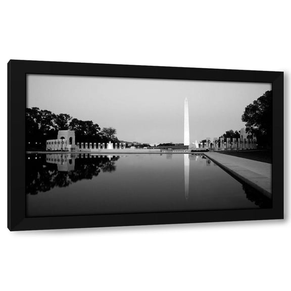 Carol Highmith 24x16 Black Modern Wood Framed Wall Art Titled - Reflecting pool on the National Mall with the Washington Monument reflected, Washington, D.C. - Blac
