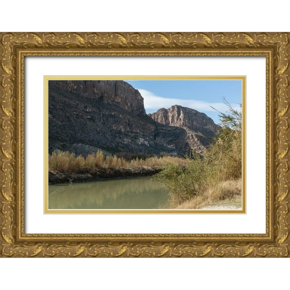 Highmith, Carol 32x23 Gold Ornate Wood Framed with Double Matting Museum Art Print Titled - The Rio Grande River in Big Bend National Park, TX