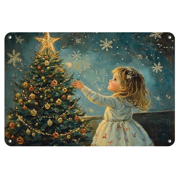 HighonHi Tin Sign Fantasy Angel Vintage Metal Tin Signmetal Plaque Metal Vintage Tin Signs Christmas Angel Christmas Tree Personalized Metal Signs for Outdoors Home Bar Wall Decor 8x 12