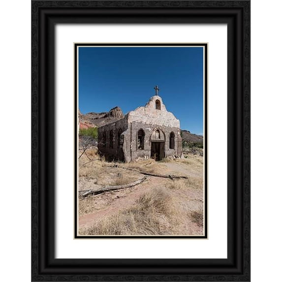 Highsmith, Carol 11x14 Black Ornate Wood Framed with Double Matting Museum Art Print Titled - Abandoned movie set along the Rio Grande River in Big Bend Ranch State Park in lower Brewster County