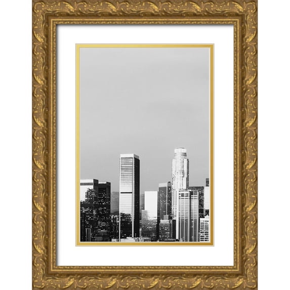 Highsmith, Carol 11x14 Gold Ornate Wood Framed with Double Matting Museum Art Print Titled - Skyline view of Los Angeles-California