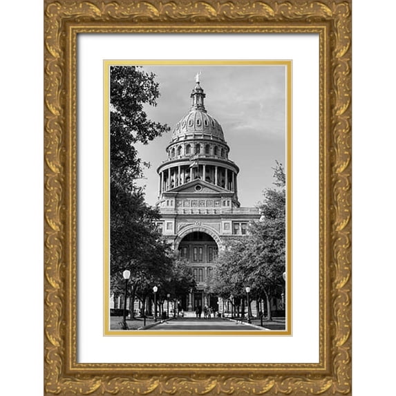 Highsmith, Carol 11x14 Gold Ornate Wood Framed with Double Matting Museum Art Print Titled - The Texas Capitol, Austin, Texas, 2014 - Black and White