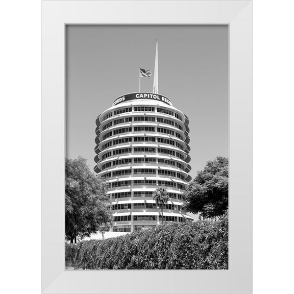 Highsmith, Carol 11x14 White Modern Wood Framed Museum Art Print Titled - The Capitol Records Tower Los Angeles California
