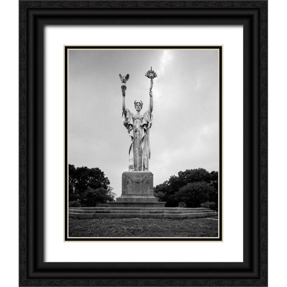 Highsmith, Carol 12x14 Black Ornate Wood Framed with Double Matting Museum Art Print Titled - Statue Republic for the Worlds Columbian Exposition Chicago Illinois