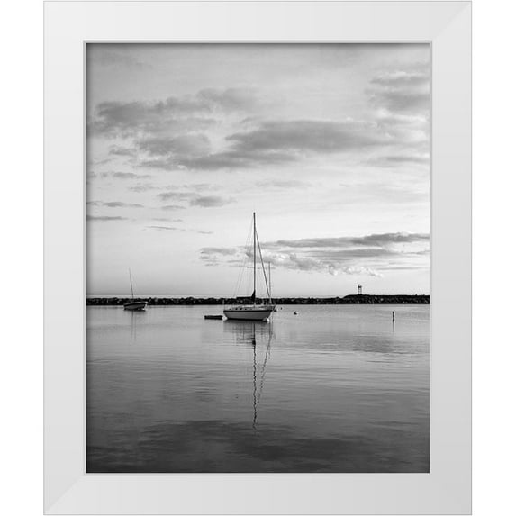 Highsmith, Carol 12x14 White Modern Wood Framed Museum Art Print Titled - Sunset off the shore of Block island-Rhode Island