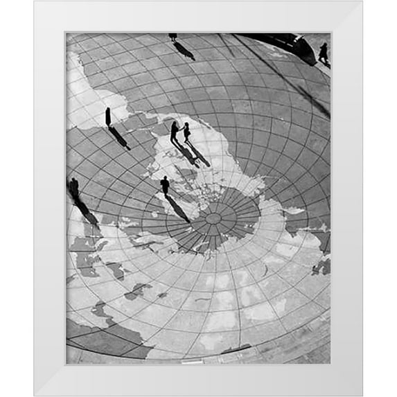 Highsmith, Carol 12x14 White Modern Wood Framed Museum Art Print Titled - U.S. Navy Memorial, Washington, D. C. - Black and White Variant