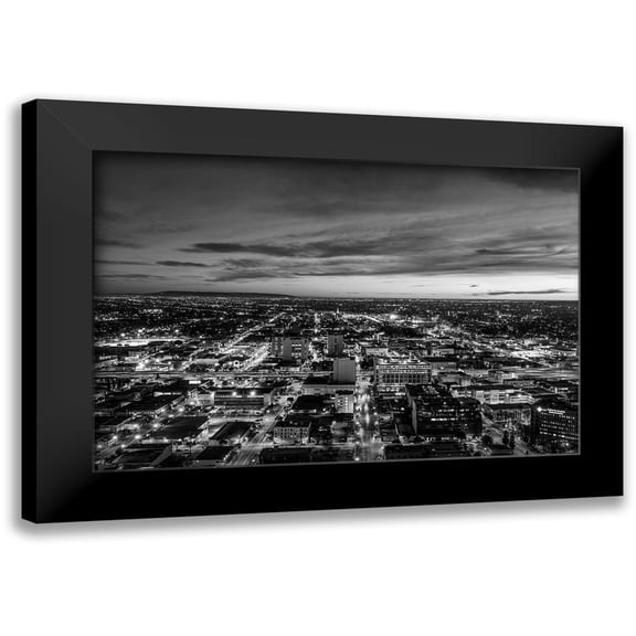 Highsmith, Carol 14x11 Black Modern Framed Museum Art Print Titled - Nighttime skyline view of Los Angeles California