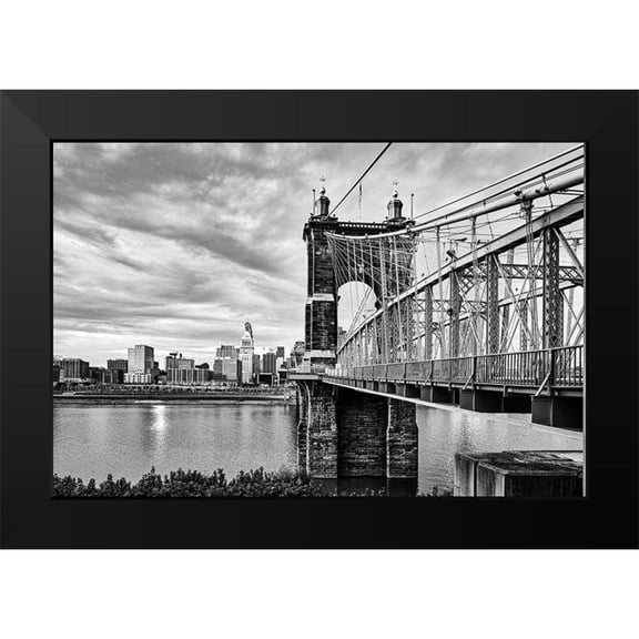 Highsmith, Carol 14x11 Black Modern Framed Museum Art Print Titled - Suspension Bridge in Covington-Kentucky