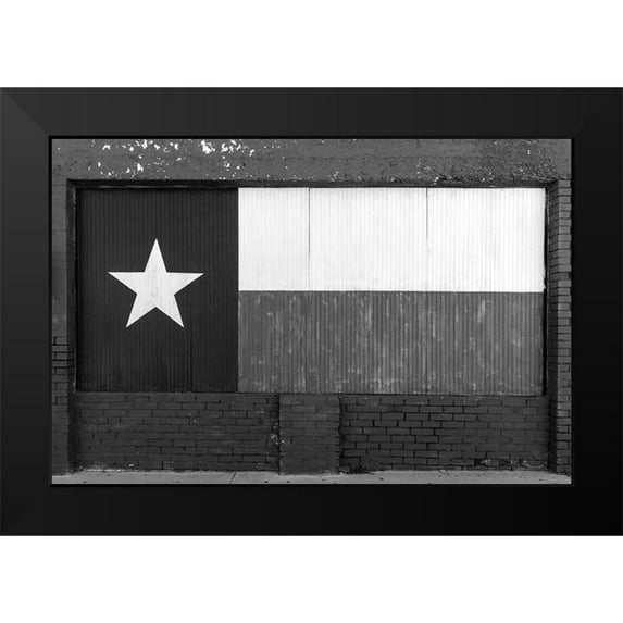 Highsmith, Carol 14x11 Black Modern Framed Museum Art Print Titled - Texas flag-painted on boarded-up window