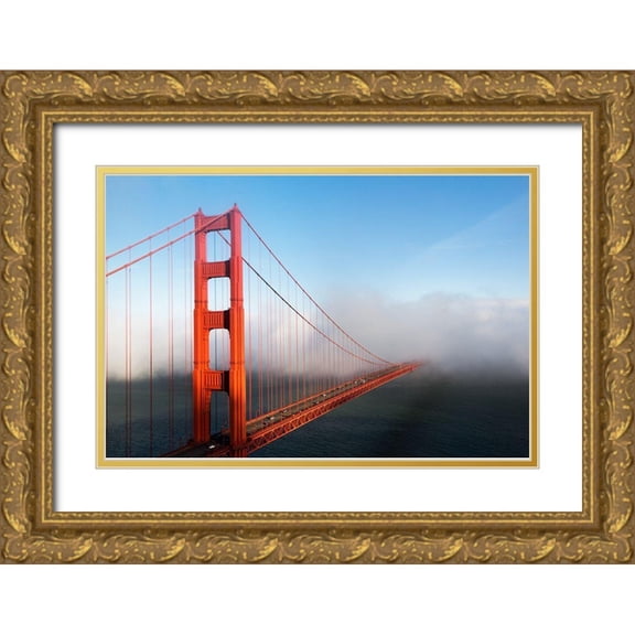 Highsmith, Carol 14x11 Gold Ornate Wood Framed with Double Matting Museum Art Print Titled - Golden Gate Bridge in San Francisco-California