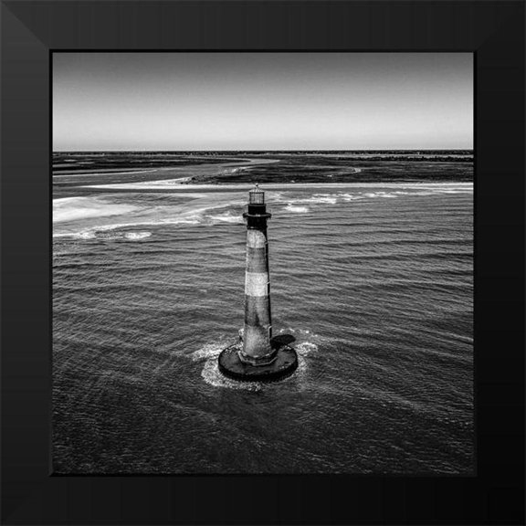 Highsmith, Carol 15x15 Black Modern Framed Museum Art Print Titled - Aerial View of the Morris Island Lighthouse in Charleston-South Carolina