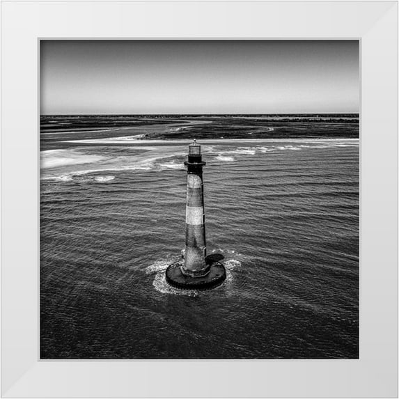 Highsmith, Carol 15x15 White Modern Wood Framed Museum Art Print Titled - Aerial View of the Morris Island Lighthouse in Charleston-South Carolina