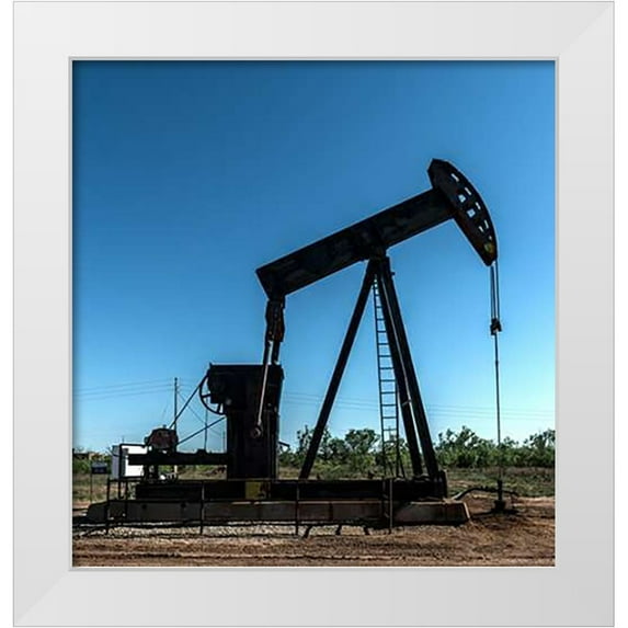 Highsmith, Carol 15x16 White Modern Wood Framed Museum Art Print Titled - A pumpjack in Wichita County, TX