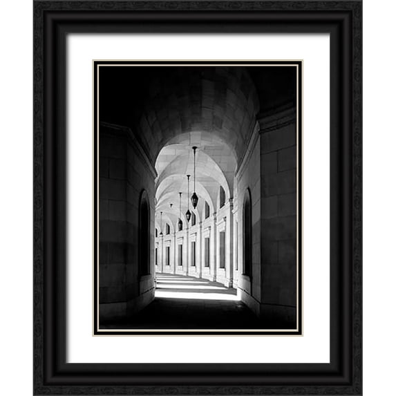 Highsmith, Carol 15x18 Black Ornate Wood Framed with Double Matting Museum Art Print Titled - Arched architectural detail in the Federal Triangle located in Washington, D.C. - Black and White Va