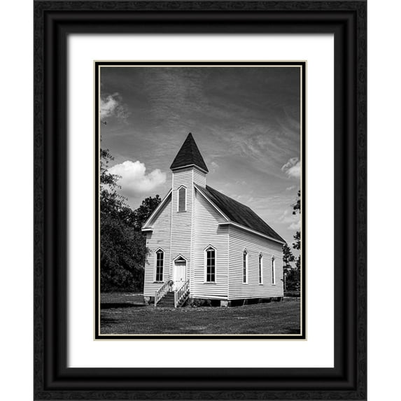 Highsmith, Carol 15x18 Black Ornate Wood Framed with Double Matting Museum Art Print Titled - Montpelier Methodist Church in Baldwin County Alabama