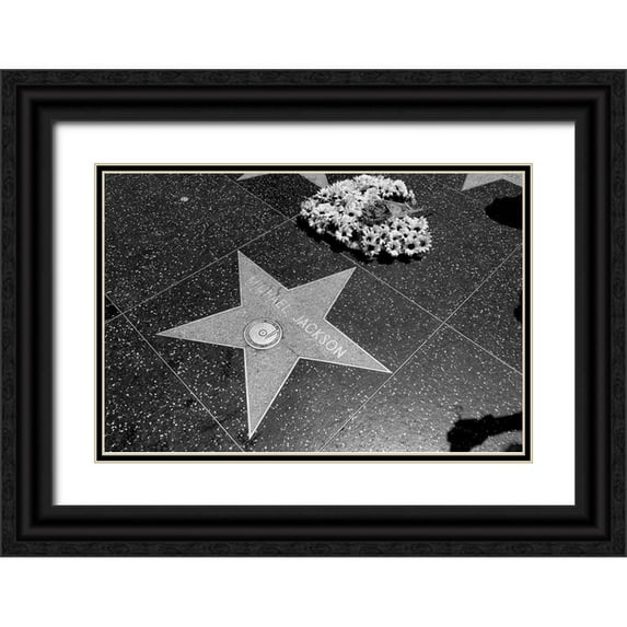 Highsmith, Carol 18x13 Black Ornate Wood Framed with Double Matting Museum Art Print Titled - Michael Jacksons star on the Hollywood Walk of Fame Los Angeles California
