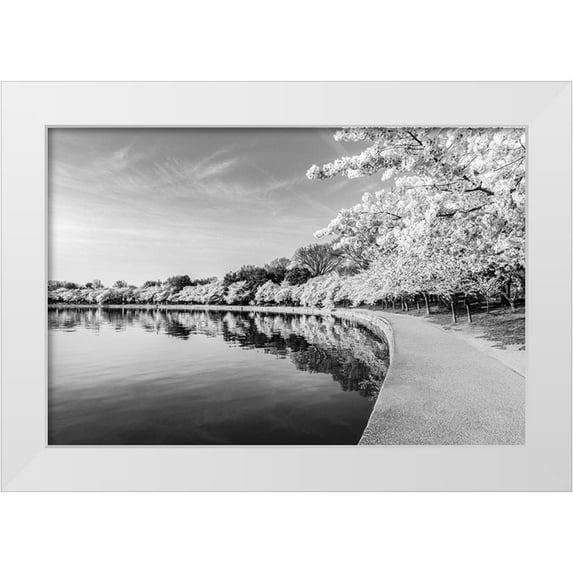 Highsmith, Carol 18x13 White Modern Wood Framed Museum Art Print Titled - Potomac River Tidal Basin during Washingtons spring Cherry Blossom Festival