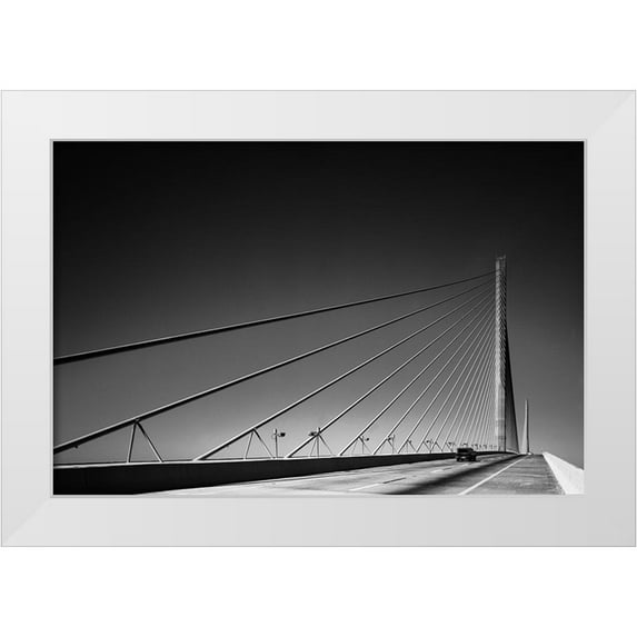 Highsmith, Carol 18x13 White Modern Wood Framed Museum Art Print Titled - Sunshine Skyway in Tampa Bay-Florida