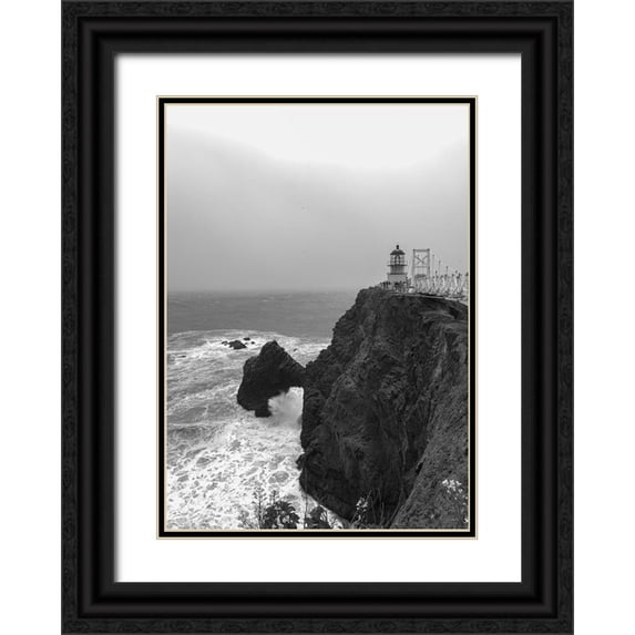 Highsmith, Carol 18x24 Black Ornate Wood Framed with Double Matting Museum Art Print Titled - The Point Bonita Lighthouse San Francisco California