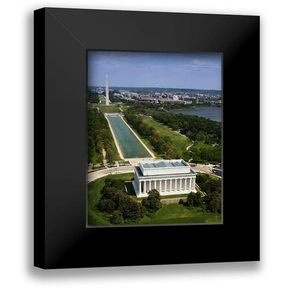 Highsmith, Carol 20x24 Black Modern Framed Museum Art Print Titled - National Mall, Lincoln Memorial and Washington Monument, Washington D.C.