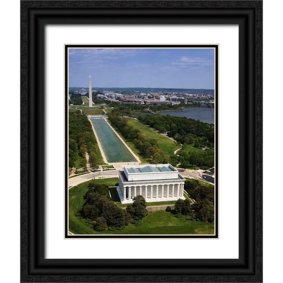 Highmith, Carol 20x24 Black Ornate Wood Framed with Double Matting Museum Art Print Titled - National Mall, Lincoln Memorial and Washington Monument, Washington D.C.