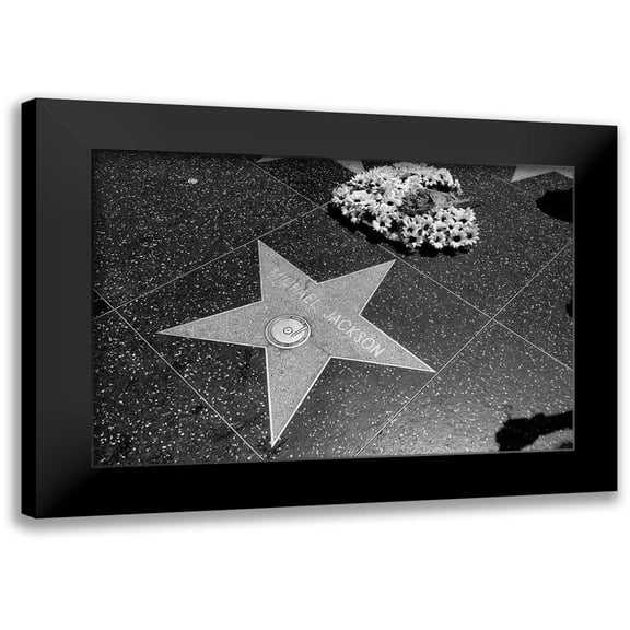 Highsmith, Carol 24x17 Black Modern Framed Museum Art Print Titled - Michael Jacksons star on the Hollywood Walk of Fame Los Angeles California