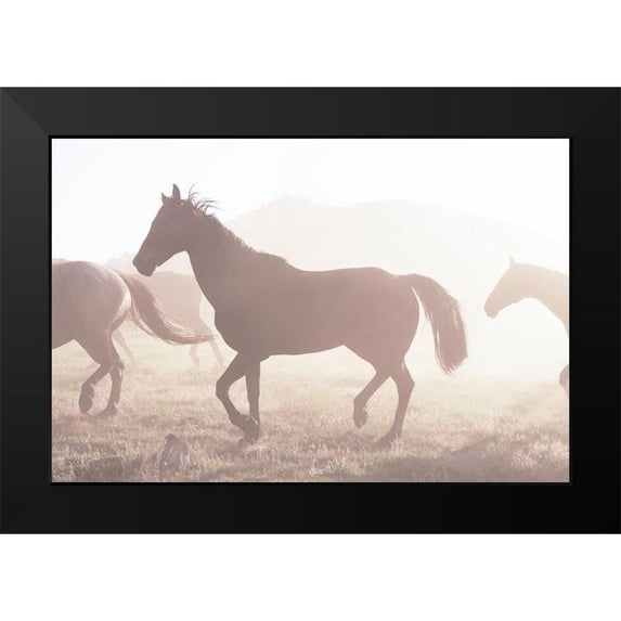 Highsmith, Carol 24x17 Black Modern Framed Museum Art Print Titled - Roundup of Horses-Riverside-Wyoming