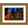 thumbnail image 1 of Highsmith, Carol 24x17 Gold Ornate Wood Framed with Double Matting Museum Art Print Titled - Night view of Chicago Federal Center Chicago Illinois, 1 of 4