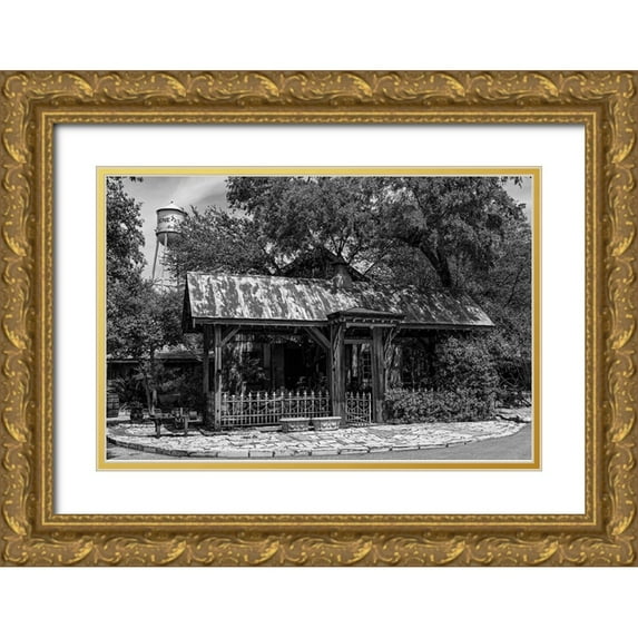 Highsmith, Carol 24x17 Gold Ornate Wood Framed with Double Matting Museum Art Print Titled - The old German-immigration settlement-Gruene-Texas