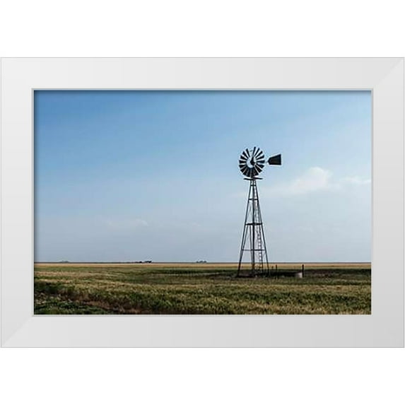 Highsmith, Carol 24x17 White Modern Wood Framed Museum Art Print Titled - Windmill in rural Gray County in the Texas panhandle