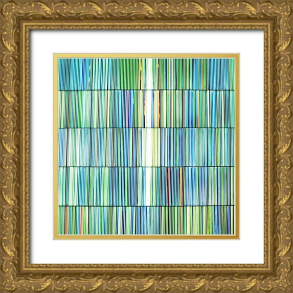 Highsmith, Carol 26x26 Gold Ornate Wood Framed with Double Matting Museum Art Print Titled - Lightfall-William J. Nealon Federal Building-Scranton-Pennsylvania