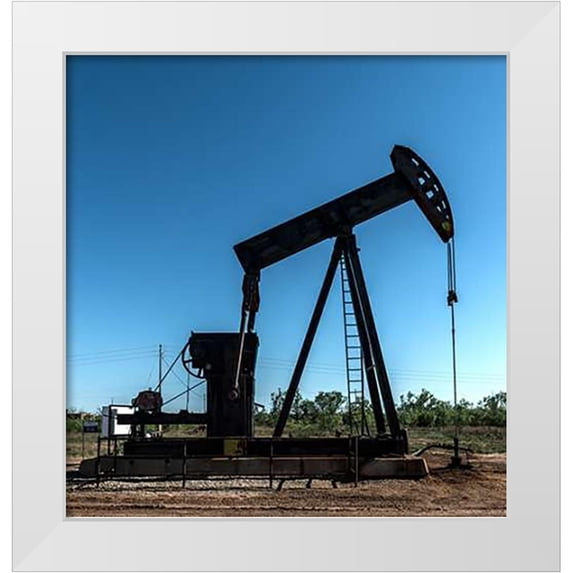 Highsmith, Carol 26x27 White Modern Wood Framed Museum Art Print Titled - A pumpjack in Wichita County, TX
