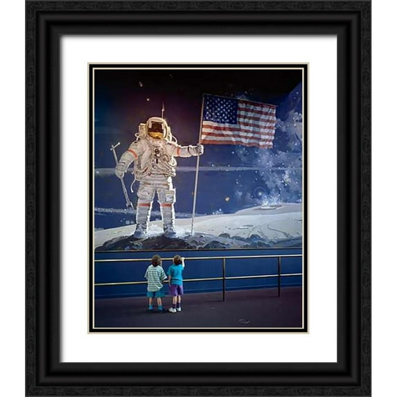 Highsmith, Carol 26x31 Black Ornate Wood Framed with Double Matting Museum Art Print Titled - Part of mural The Space Mural, A Cosmic View, at the National Air and Space Museum, Washington, D.C.