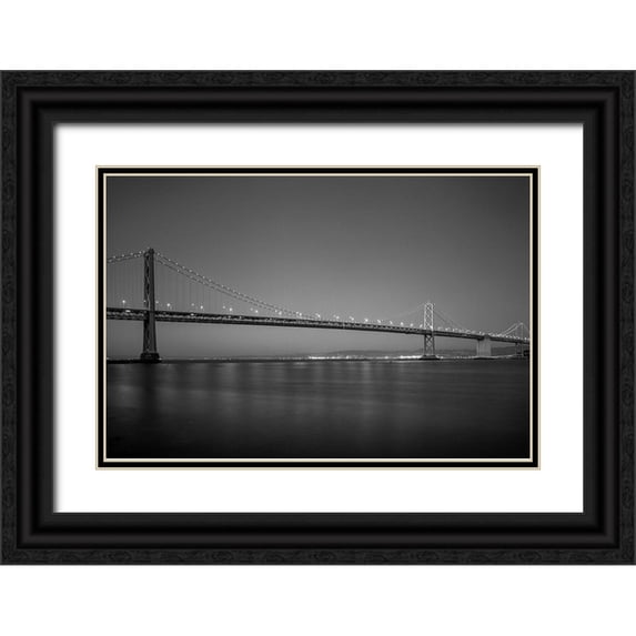Highsmith, Carol 32x23 Black Ornate Wood Framed with Double Matting Museum Art Print Titled - San Francisco Oakland Bay Bridge at dusk San Francisco California