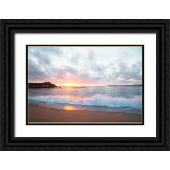 Highsmith, Carol 32x23 Black Ornate Wood Framed with Double Matting Museum Art Print Titled - Pacific Coast Sunset at Monterey-California