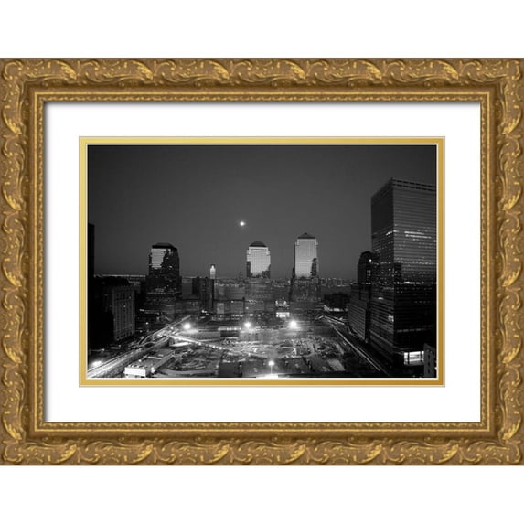 Highsmith, Carol 32x23 Gold Ornate Wood Framed with Double Matting Museum Art Print Titled - Ground Zero under construction New York City