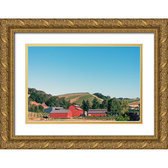 Highsmith, Carol 32x23 Gold Ornate Wood Framed with Double Matting Museum Art Print Titled - Route 46 in the Central Valley of Califonia
