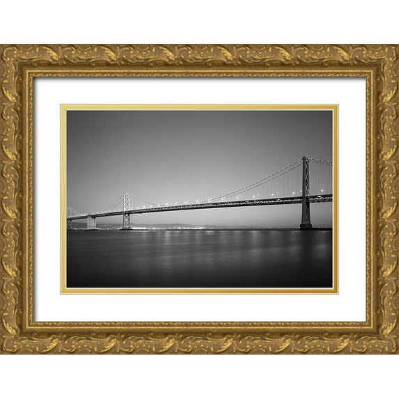 Highsmith, Carol 32x23 Gold Ornate Wood Framed with Double Matting Museum Art Print Titled - San Francisco-Oakland Bay Bridge at Dawn